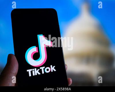 SUQIAN, CHINE - 8 MAI 2024 - TikTok a officiellement poursuivi le gouvernement des États-Unis, Suqian, province du Jiangsu, Chine, le 8 mai 2024. Banque D'Images