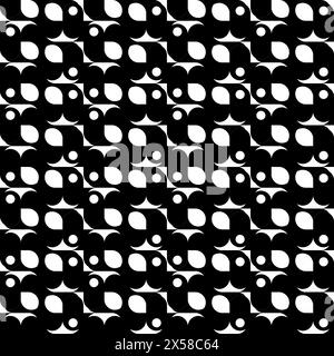 Motif sans couture noir et blanc avec des formes géométriques abstraites. Fond transparent minimaliste abstrait simple. Impression graphique d'illustration vectorielle. Illustration de Vecteur