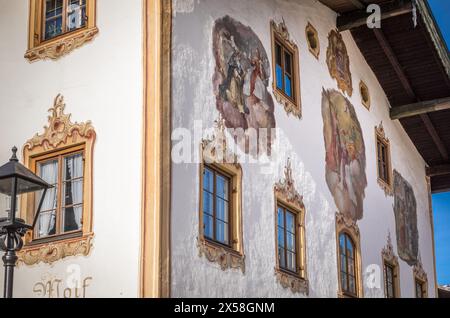 Géographie / voyage, Allemagne, Bavière, Oberammergau, maison historique avec peinture Lueftl à Oberammergau, LE DROIT D'AUTEUR DE L'ARTISTE NE DOIT PAS ÊTRE EFFACÉ Banque D'Images