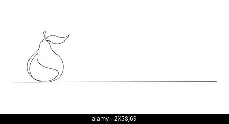 Conception de poire d'une ligne sur fond blanc. Illustration minimaliste de fruits, alimentation saine. Graphiques vectoriels Illustration de Vecteur