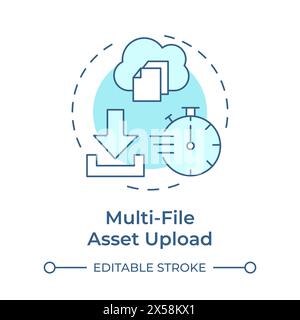 Icône de concept bleu clair de téléchargement de ressources multi-fichiers Illustration de Vecteur