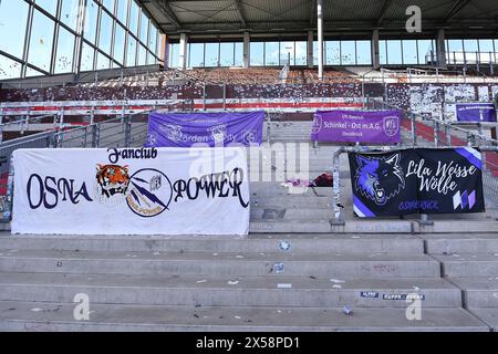 Hambourg, Allemagne. 07 mai 2024. Fussball 2. Bundesliga 32. Spieltag VfL Osnabrueck - FC Schalke 04 AM 07.05.2024 im Millerntor-Stadion in Hamburg Leerer Fanblock VfL Osnabrueck Foto : Revierfoto crédit : ddp Media GmbH/Alamy Live News Banque D'Images