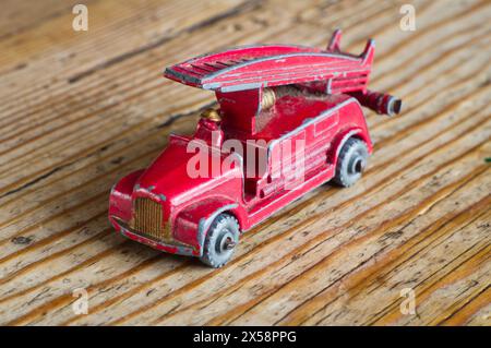 Tir macro de moteur de pompier Matchbox moulé sous pression des années 1950 Banque D'Images