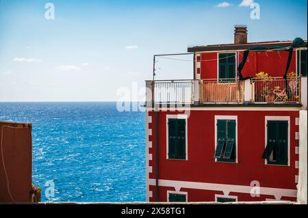 Magie des Cinque Terre. Des images intemporelles. Riomaggiore et ses couleurs vives. Banque D'Images