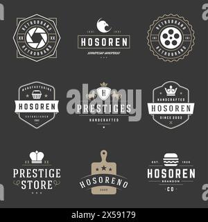 Ensemble de modèles de conception de logos vintage. Éléments de conception vectorielle, éléments de logo, symboles de logo, icônes de logo, vecteur de logo, design de symboles, logos rétro. Photo l Illustration de Vecteur