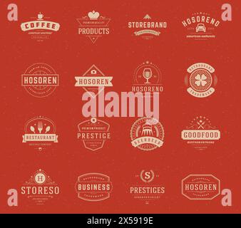 Ensemble de modèles de conception de logos vintage. Éléments de conception vectorielle, éléments de logo, symboles de logo, icônes de logo, vecteur de logos, design de symboles, logos rétro. Café Illustration de Vecteur