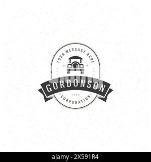 Ancien modèle de logo de voiture. Élément de conception vectorielle style Vintage pour logo ou étiquette rétro illustration. Silhouette de voiture. Illustration de Vecteur