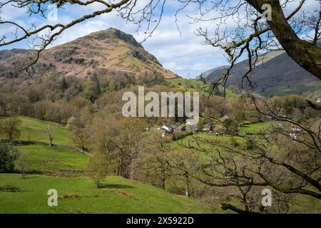 Helm Crag vu de la Allan Bank à Silver Howe Trail, Grasmere, Lake District, Cumbria, Royaume-Uni Banque D'Images