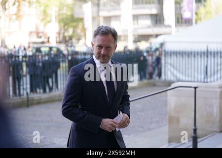 Christian Horner arrive à l'abbaye de Westminster à Londres pour un service d'action de grâce en faveur de Sir Stirling Moss, décédé le 12 avril 2020, âgé de 90 ans. Date de la photo : mercredi 8 mai 2024. Banque D'Images