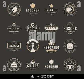 Ensemble de modèles de conception de logos vintage. Éléments de conception vectorielle, éléments de logo, symboles de logo, icônes de logo, vecteur de logos, design de symboles, logos rétro. Cheval Illustration de Vecteur