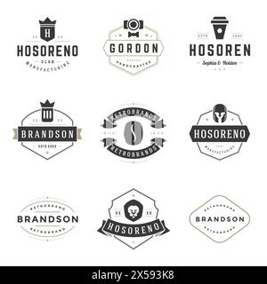 Ensemble de modèles de conception de logos vintage. Éléments de conception vectorielle, éléments de logo, symboles de logo, icônes de logo, vecteur de logo, design de symboles, logos rétro. Bière Lo Illustration de Vecteur