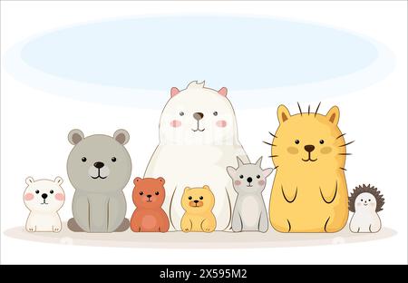 Ensemble d'animaux drôles étranges Illustration de Vecteur