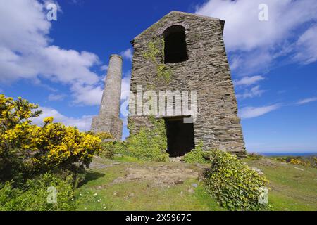 Winding Gear Tower, Pary`s Mountain, Anglesey, pays de Galles du Nord, Royaume-Uni, Banque D'Images