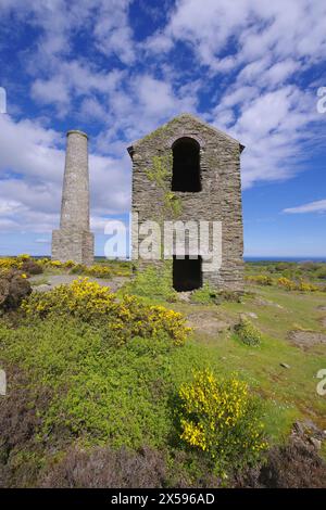 Winding Gear Tower, Pary`s Mountain, Anglesey, pays de Galles du Nord, Royaume-Uni, Banque D'Images