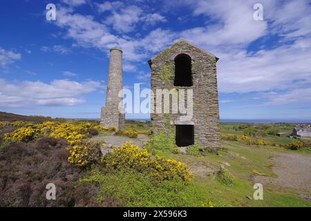 Winding Gear Tower, Pary`s Mountain, Anglesey, pays de Galles du Nord, Royaume-Uni, Banque D'Images