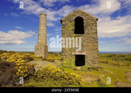 Winding Gear Tower, Pary`s Mountain, Anglesey, pays de Galles du Nord, Royaume-Uni, Banque D'Images