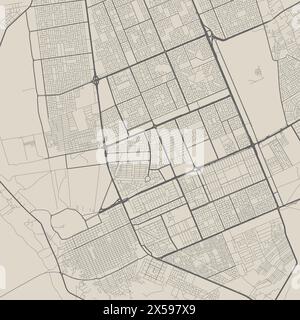 Carte de Najaf, Irak. Vecteur ville Street map, zone municipale. Illustration de Vecteur