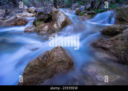 Rivière Guadalquivir jeune, Cerrada de Utrero, Parc naturel des Sierras de Cazorla, Segura et Las Villas, province de Jaén, Andalousie, Espagne Banque D'Images