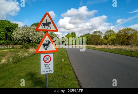 Panneau de restriction de vitesse de 20 km/h au Royaume-Uni Banque D'Images