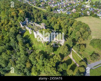 Vue aérienne des ruines du château de Dorneck dans la ville de Dornach, Canton Solothum près de Bâle, Suisse Banque D'Images