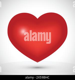 Grand coeur rouge sur fond blanc. Symbole de l'amour. Illustration vectorielle. Illustration de Vecteur