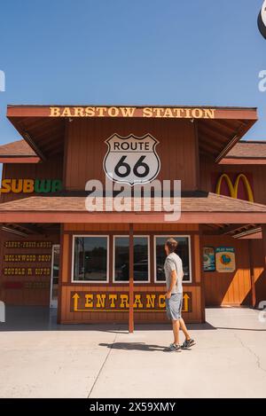 Gare de Barstow sur la route 66 avec architecture américaine classique Banque D'Images