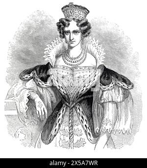 Portrait de la reine Adélaïde, épouse du roi Guillaume IV dans ses robes de couronnement, 1830. Illustration tirée de Cassell's History of England, vol VII. Nouvelle édition publiée Circ 1873-5. Banque D'Images