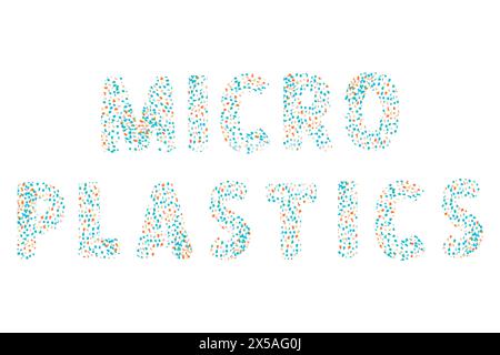 Microplastiques. Expression vectorielle de petits morceaux de plastique isolés sur fond blanc. Le concept de convivialité écologique, zéro déchet. Microplastiques dans wa Illustration de Vecteur