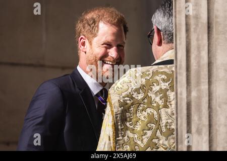 Londres, Royaume-Uni. 08 mai 2024. Le prince Harry, duc de Sussex, assiste à la célébration du 10e anniversaire et au service d'action de grâce à la cathédrale Saint-Paul de Londres. Crédit : Imageplotter/Alamy Live News Banque D'Images