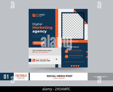 Modèle de publication sur les médias sociaux du marketing numérique Illustration de Vecteur