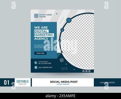 Modèle de publication sur les médias sociaux du marketing numérique Illustration de Vecteur