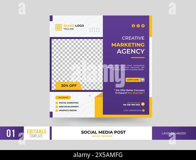 Publication sur les médias sociaux de l'agence de marketing créatif Illustration de Vecteur