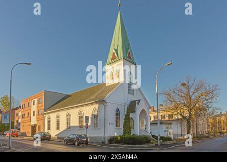 Fredrikstad, Norvège - 28 octobre 2016 : Eglise méthodiste à Ridehusgata Street Autumn Day en ville. Banque D'Images