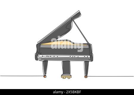 Un dessin au trait continu de piano à queue analogique de luxe. Le concept d'instruments de musique classique à la mode dessine une ligne dessine le vecteur graphique illustrati Illustration de Vecteur