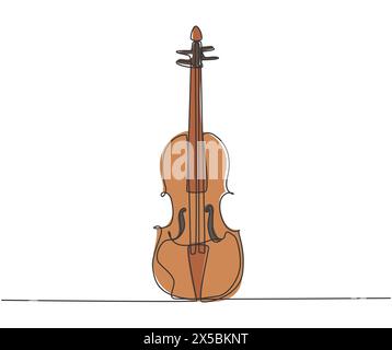 Dessin de ligne continue simple de violon sur fond blanc. Concept d'instruments de musique à cordes à la mode une ligne dessiner dessin vectoriel graphique illustrati Illustration de Vecteur