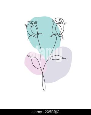 Une ligne continue dessinant une belle fleur rose abstraite. Concept naturel de beauté fraîche minimale. Décoration murale maison, affiche, sac fourre-tout, imprimé tissu. Péché Illustration de Vecteur