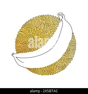 Simple une ligne dessinant banane biologique saine entière pour le logo du verger. Concept de fruitage tropical frais pour icône de jardin de fruits. Cercle de boucle tourbillonnaire arrière Illustration de Vecteur