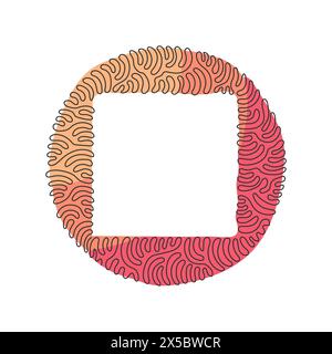 Simple dessin d'une ligne vecteur carré simple dessiné à la main, cadre de dessin blanc isolé sur fond blanc, lignes de gribouillage noires. tourbillon boucle cercle bac Illustration de Vecteur