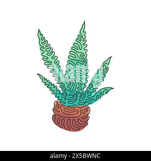 Plante de serpent en pot dessinant une ligne continue unique pour l'identité de logo de décoration intérieure. Concept de plante vivace fraîche à feuilles persistantes pour icône de plante. Torsadé Illustration de Vecteur