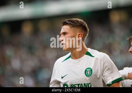 Viktor Gyokeres du Sporting CP célèbre un but lors du match de Liga Portugal entre le Sporting CP et le Portimonense SC à l'Estadio Jose Alvalade, score final ; Sporting CP 3:0 Portimonense SC Banque D'Images