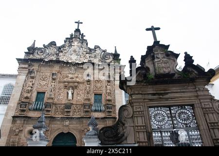 Salvador, Bahia, Brésil - 19 juillet 2019 : vue de la façade de l'église du troisième ordre laïque de São Francisco à Pelourinho, ville de Salvador, Banque D'Images