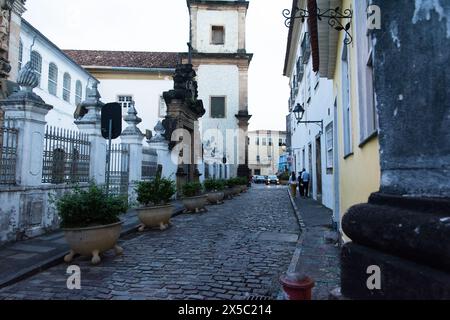 Salvador, Bahia, Brésil - 19 juillet 2019 : vue du côté de l'église du troisième ordre laïque de Sao Francisco à Pelourinho, ville de Salvador, Banque D'Images
