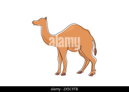 Simple une ligne dessinant fort désert arabe chameau pour logo. Concept d'animal mammifère mignon pour l'élevage, le tourisme, le transport. conti moderne Illustration de Vecteur