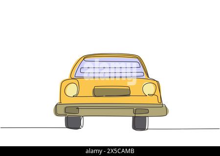 Dessin continu d'une ligne symbole du logo de voiture cabriolet. Luxe sport affaires confortable cabrio automobile supercar. Modèle classique de véhicule automobile. Chantez Illustration de Vecteur