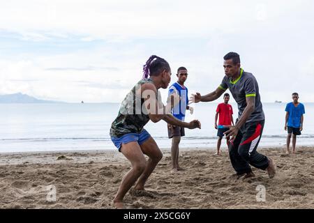 Entraînement au silat Pencak, plage de Dili, Timor-Leste Banque D'Images