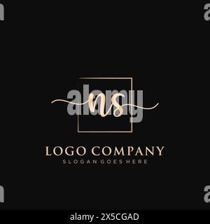 NS logo manuscrit initial avec rectangle Illustration de Vecteur