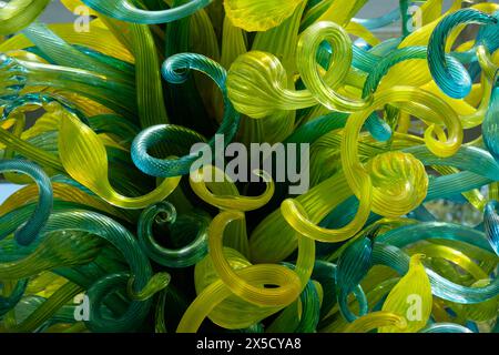 Détail de 'The Huntington Museum of Art Tower' par Dale Chihuly au Huntington Museum of Art, Huntington, Virginie occidentale, États-Unis. Banque D'Images