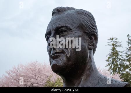 Franklin Delano Roosevelt buste à la maison Roosevelt à Hyde Park, New York, États-Unis. Banque D'Images