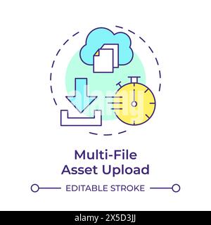 Icône de concept multicolore de téléchargement d'actifs multi-fichiers Illustration de Vecteur