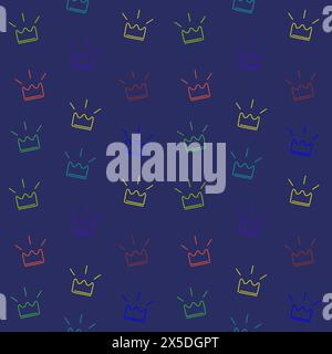 Motif coloré sans couture avec croquis. Mignon bébé et petite princesse design. Papier peint de chambre d'enfants et texture des vêtements. Elem de taille différente Illustration de Vecteur